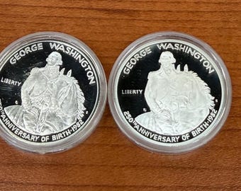 Moneda de medio dólar de Washington de 1982, 90% plata, edición proof, lote de 2 monedas conmemorativas del 250 aniversario.