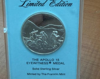 Medalla de Testigo Ocular del Apolo 15, Edición Limitada en Plata de Ley de Franklin Mint