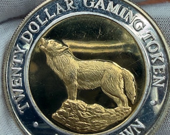 ERROR RARO Ficha de juego de 20 dólares de Sam's Town Plata fina 24K HGE .999