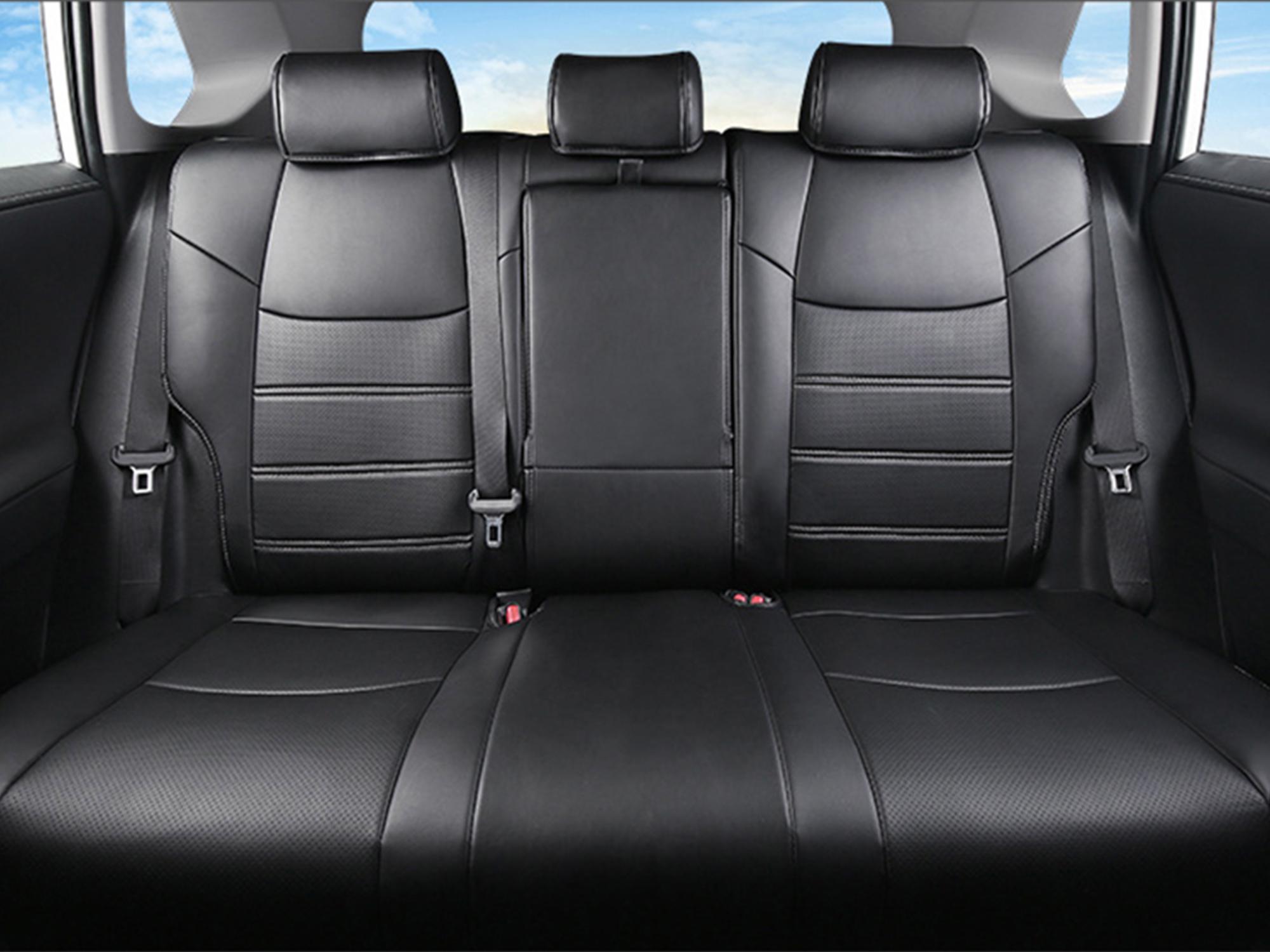 TGKUD Custom Fit Seat Covers For Toyota RAV4 2019-2025 - Full Set PU Leather (Black & Gray) - View #4