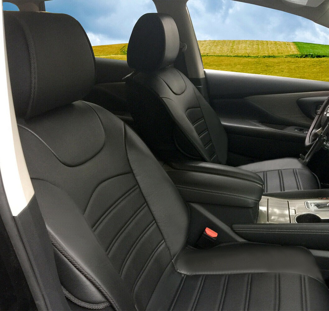 Pair of Non-Slip Universal Seat Cushion Covers Compatible with Kia Forte 2010 - 2021 Cars, SUVs and Trucks (Two Tone color)