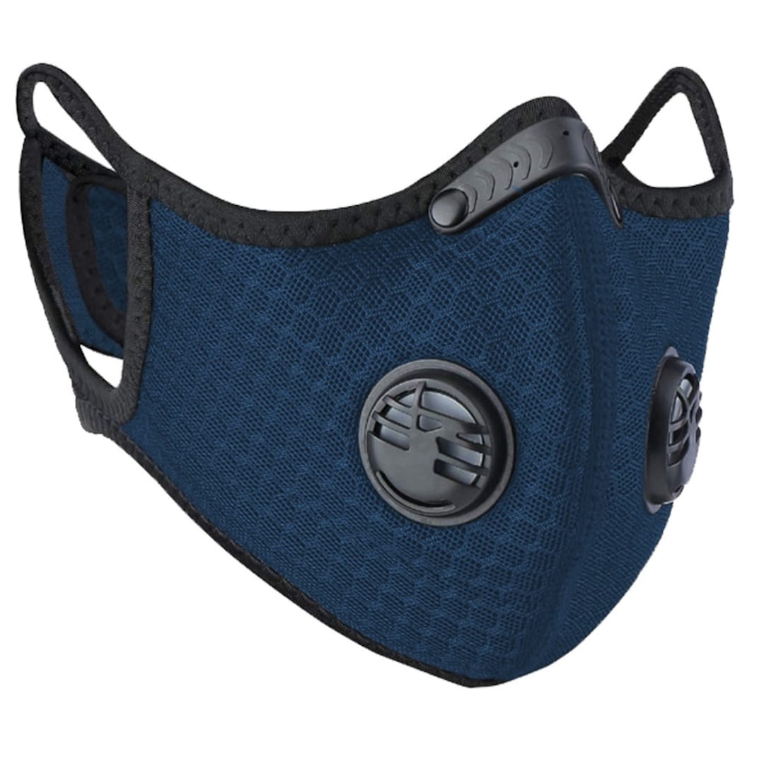 Dark Blue Mesh Mask W/ PM 2.5 Filter, Reusable, Easy Breathing ...