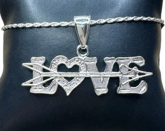 Love Necklace Silver, Love Word Necklace, Love Script Necklace, Love Letter Pendant, Mother's Day Necklace Gift For Mom, Romantic Necklace