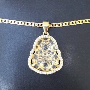 Colgante de Buda, dije de Buda transparente, colgante de Buda dorado, cadena de Buda, collar de Buda dorado, collar de Buda, collar pequeño de Buda dorado