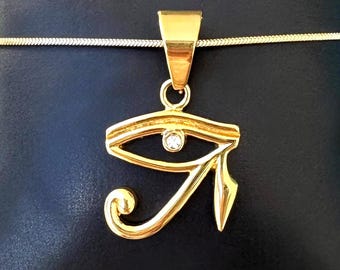 Eye Of Horus Necklace Gold Stainless Steel, Egyptian Jewelry