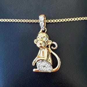 Diamond CZ Monkey Necklace, Monkey Charm Necklace Gold Filled, Chimp Chimpanzee, Chinese Zodiac Animal, Monkey Jewelry, Monkey Lover Gift