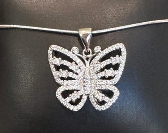CZ Monarch Butterfly Pendant Necklace, Butterfly Lover Jewelry Gift