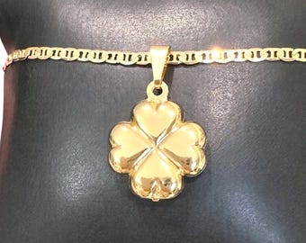 Gold Filled Clover Pendant Necklace, Good Luck Necklace