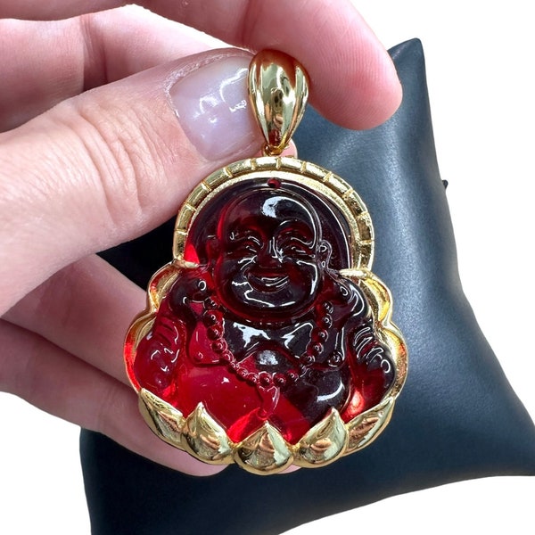 Red Buddha Pendant, Buddha Pendant Gold, Buddah Pendant, Mens Buddha Pendant, Lotus Buddha Pendant, Thai Buddha, Laughing Smiling Buddha