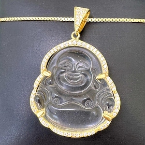 Collar de Buda de oro, colgante de Buda transparente, Buda meditando, cadena de Buda de oro, collar de Buda para hombre y mujer, Buda sonriente, Buda sonriente