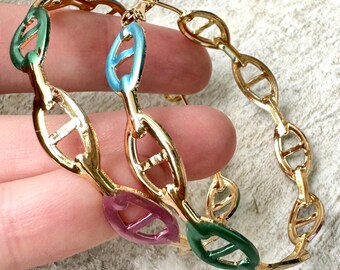 Mariner Link Hoops, Big Colorful Hoop Earrings, Mariner Chain Hoops, 2 Inch Hoop Earrings, Women Hiphop Hoops, Door Knockers, Summer Earring