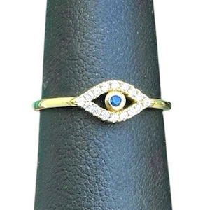 Blue Evil Eye Ring 925 Silver, Minimal Evil Eye Ring, Protection Ring, Good Luck Ring, Women Dainty Evil Eye Ring, Evil Eye Jewelry