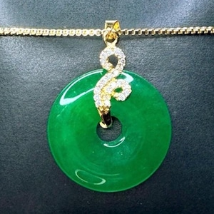 Gold Jade Necklace, Real Jade Necklace, Donut Jade Necklace, Circle Jade Necklace, Good Fortune Jade, Good Luck Jade, Womens Jade Necklace
