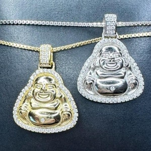 Collar de Buda de plata 925, colgante de Buda dorado, Buda feliz, cadena de Buda, collar de Buda para mujer y hombre, Buda sonriente, Buda sonriente