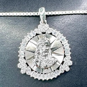 Sacred Heart Jesus Christ Coin Necklace: Italian Sterling Silver