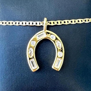 Gold Plated CZ Horseshoe Necklace, Good Luck Charm Necklace, Minimalist Horseshoe Pendant, Western Necklace, Horseshoe Jewelry Men Women
