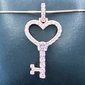 Pink Heart Key-ketting, Iced Out-sleutelketting, Diamond Pave-sleutel, hoofdsleutel, roségouden sleutelketting, sleutel tot mijn hart, sleutelbedelsleutelsieraden