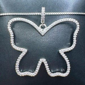 Cutout Butterfly Necklace, Hip Hop Icy Butterfly, Diamond Baguette Monarch Butterfly, Big CZ Butterfly Pendant, Butterfly Charm Necklace