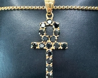 Black Ankh Necklace, Gold Ankh Necklace, Men Women Ankh Pendant Necklace, Egyptian Necklace, Egyptian Cross Eternal Life, Ankh Jewelry