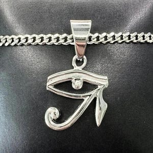 Eye of Horus Necklace Silver, Small Eye of Horus Pendant, Horus Eye Chain, Eye of Ra Necklace, Egyptian Amulet, Egyptian Charm Necklace