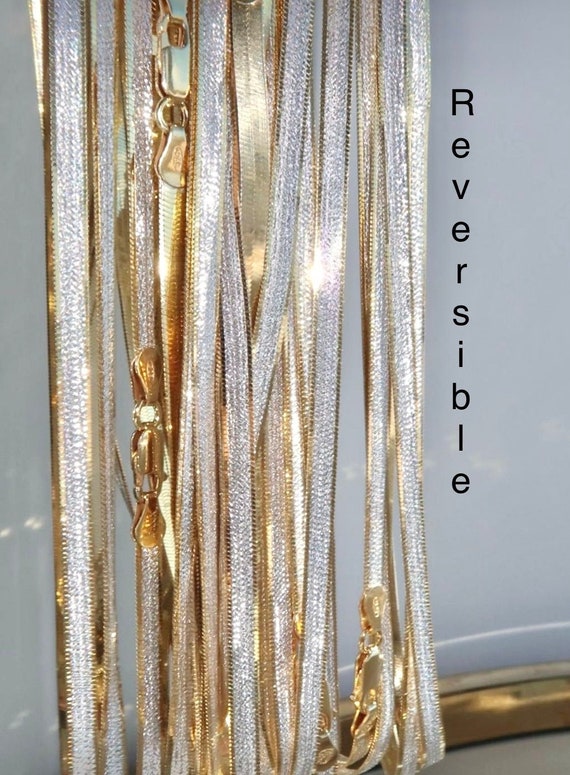 Reversible Gold Herringbone Chain 