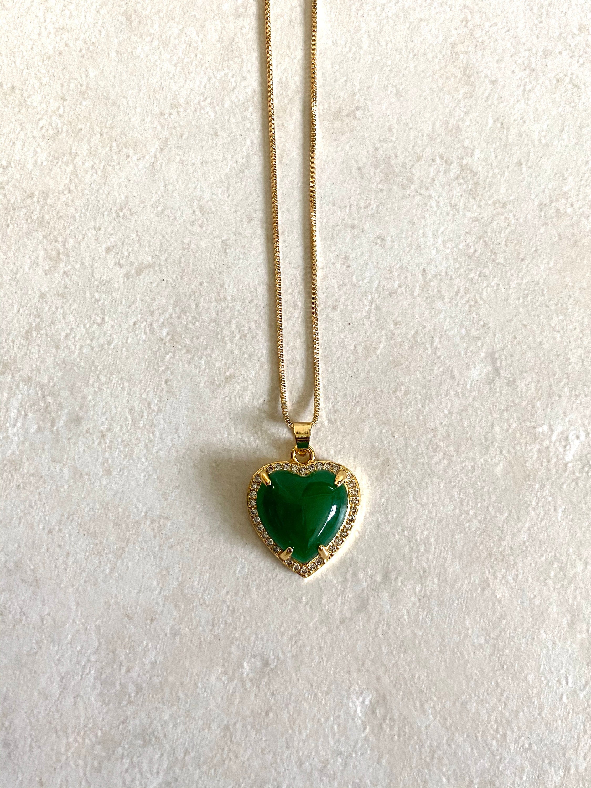 Jade heart pendant gold Outlet