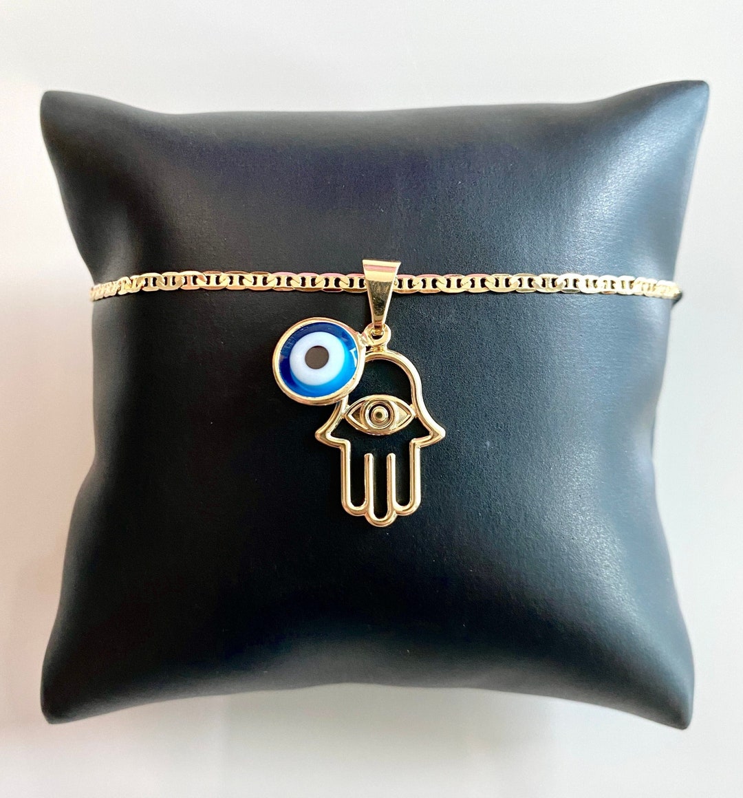 Evil Eye Hamsa Necklace Gold Filled, Blue Evil Eye Necklace, Hand of ...