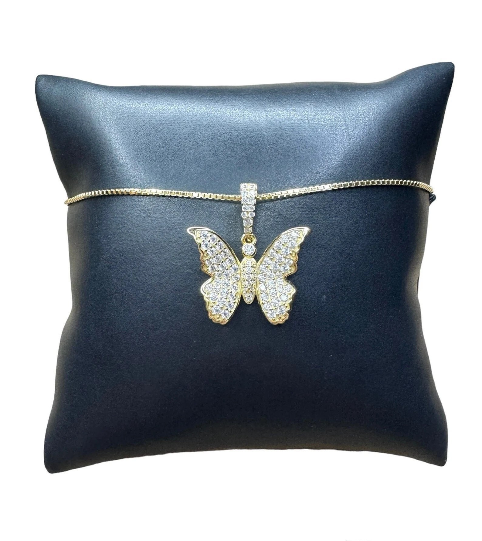 Butterfly Necklace Gold 925 Silver, Baguette Butterfly Necklace, Diamond Butterfly Pendant, Icy Butterfly Chain, Monarch Necklace Gold