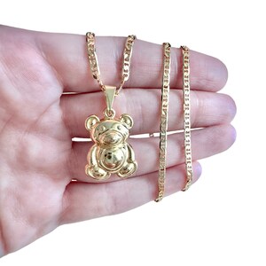 thumbnail image 2 of Goldum NYC 3/4" Teddy Bear In Heart Pendant Necklace – Real 10K Multi-Tone Gold – No Stone 2 of 5