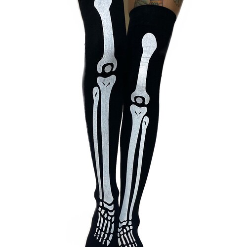 Bones Thigh High Nylon Sock