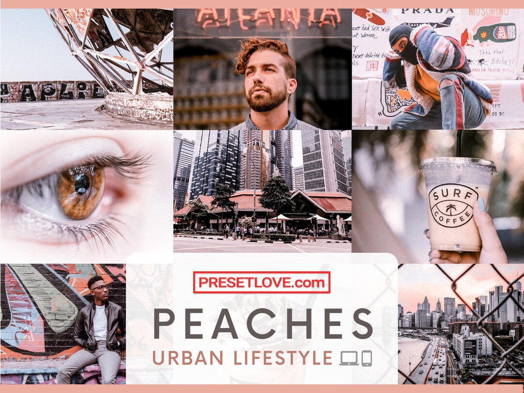 Peaches Urban Lifestyle Preset Mobile and Desktop Bright, Pastel Pink