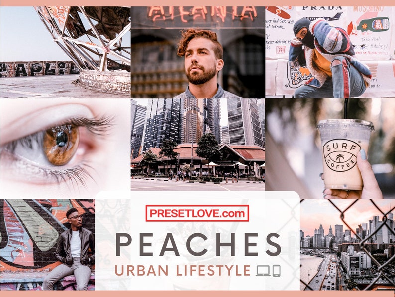 Peaches Urban Lifestyle Preset Mobile and Desktop Bright, Pastel Pink