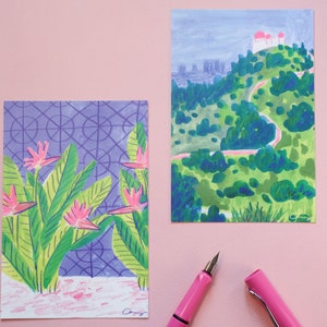2 LA Postcards | Art Mini Prints | Pack of Cute Postcards