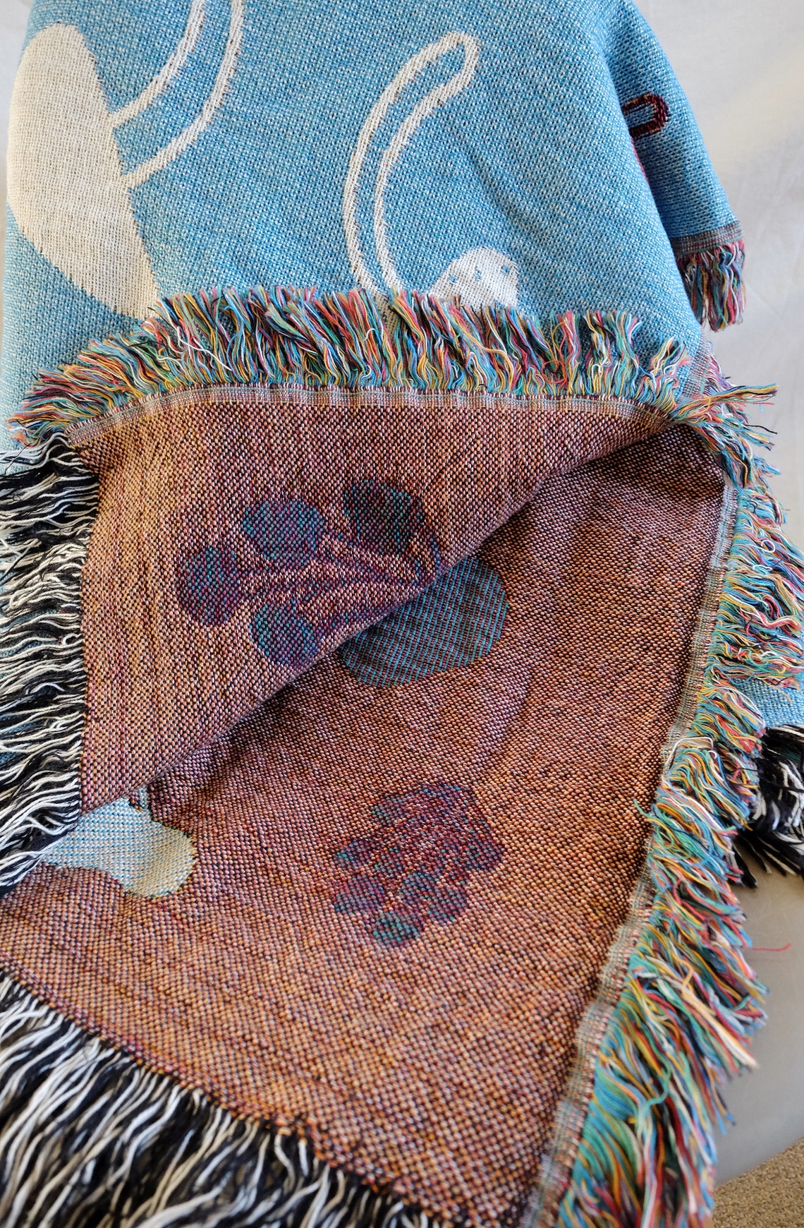 Woven Throw Blanket With Cute and Colorful Mushrooms. Etsy
