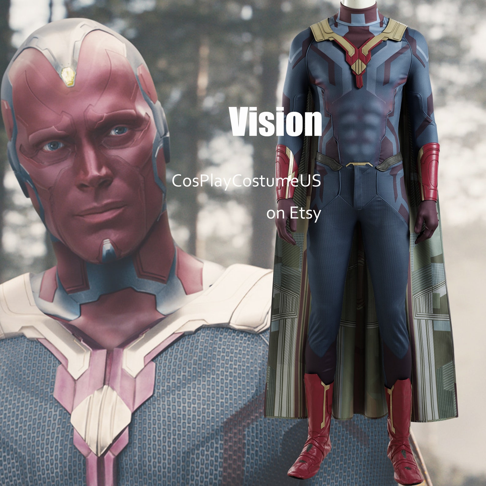 Marvel VisionCosplay Costume Vision Marvel Cosplay Costume Etsy