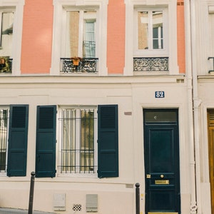 Paris Montmartre Pastel Pink Coral Apartment Buildings Townhouse Photography Fine Art Print
