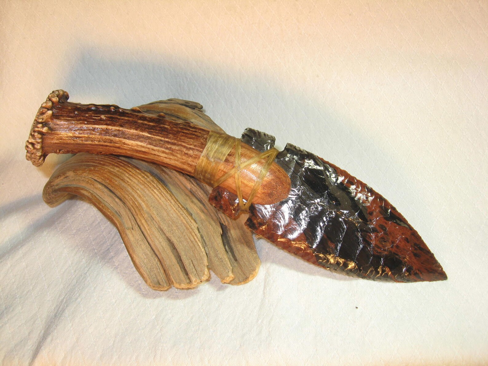 Triple Flow Obsidian Siide Notch Knife Flint Knife Black Etsy