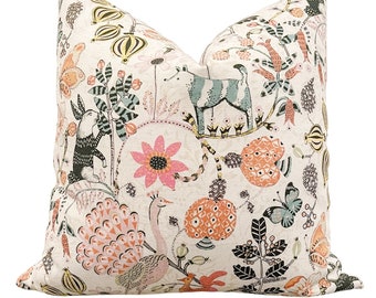 Garden Floral Pillow Cover // Throw Pillow // Decor Pillow // Girls Pillow Cover // Pink Floral Pillow Cover // Decorative Pillow