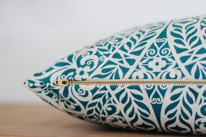 Teal Pillow Cover // Decorative Pillow Cover // Modern Pillow Etsy