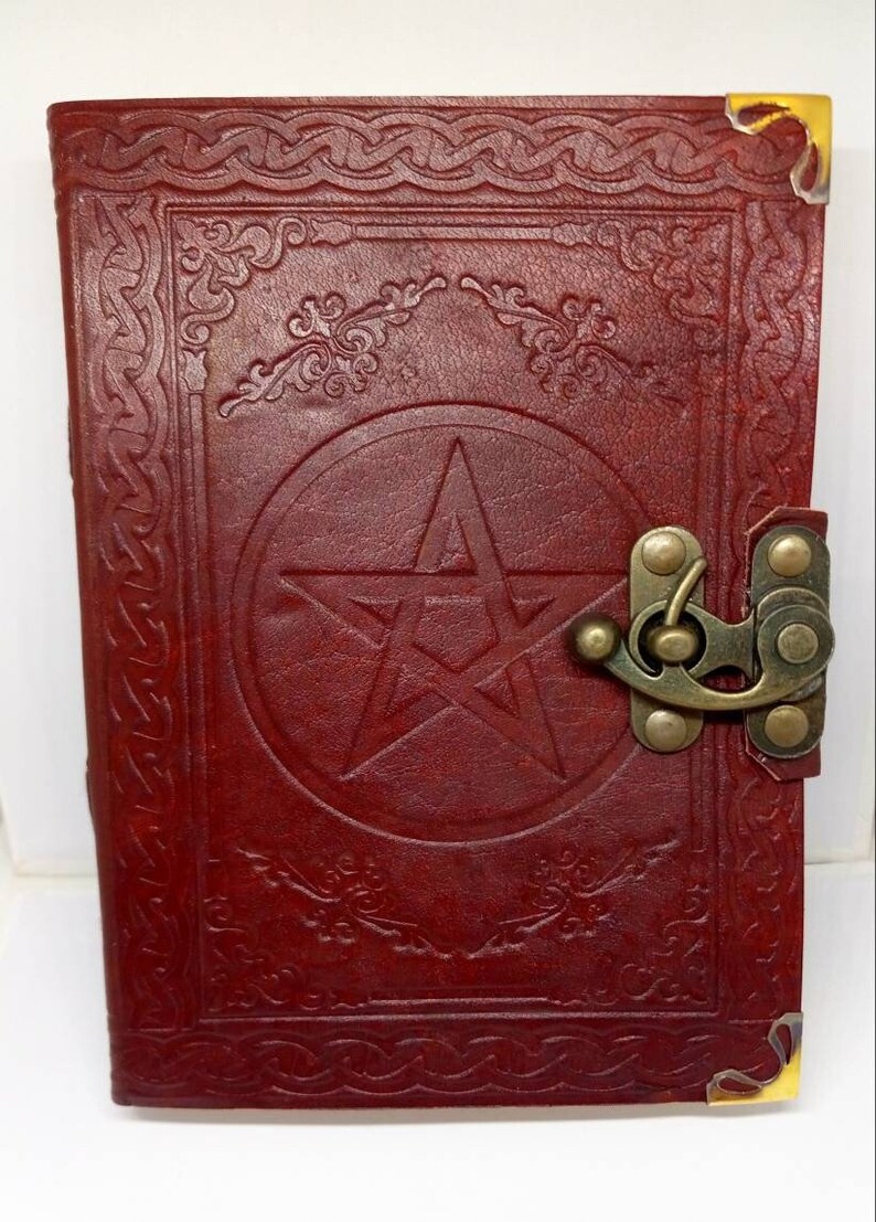 Pentagram Embossed Handmade Genuine Leather Notebook Journal Etsy