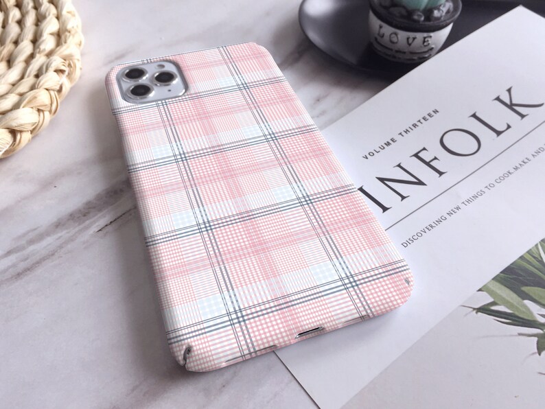 Cute Pink Plaid iPhone case For iPhone 12 Mini Case 12 11 Pro | Etsy