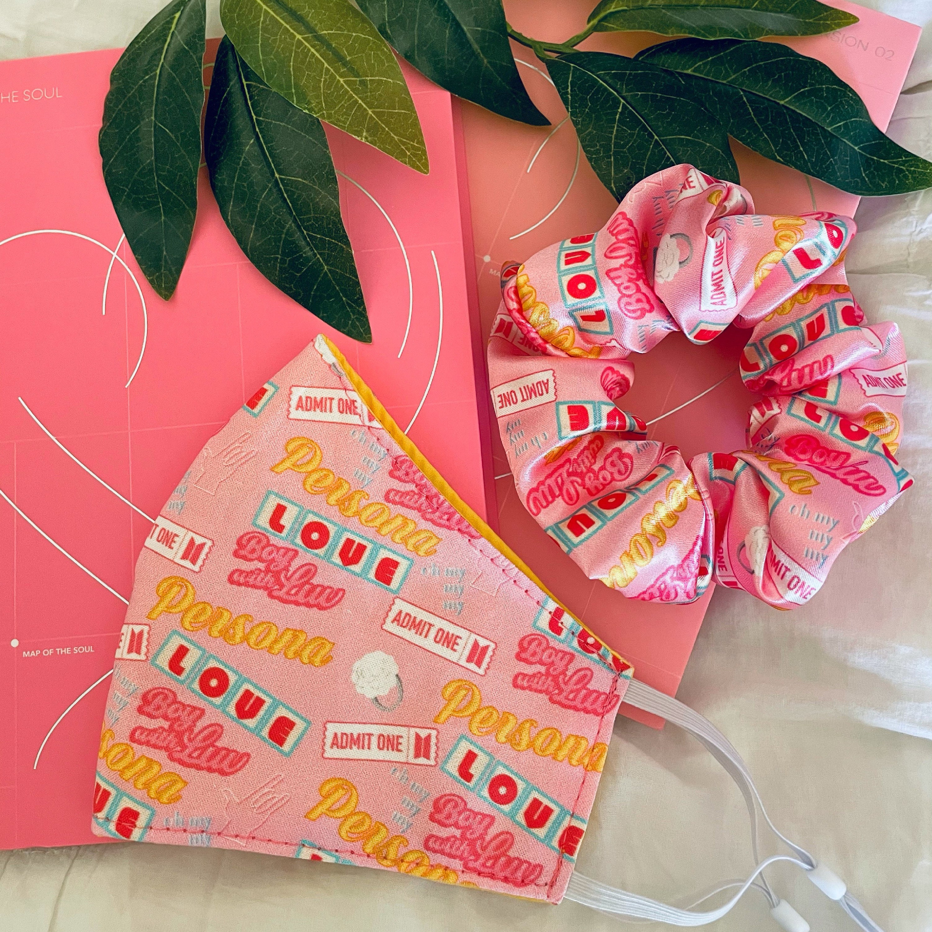 BTS Boy With Luv Scrunchie and Face Mask