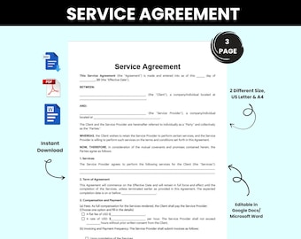 Printable Service Contract Templates. Services Contract Agreement. Service Contract form. Editable Google Docs, Word, PDF. Instant Download