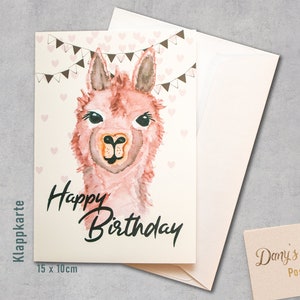 Alpaca - Happy Birthday | Birthday card - folding card incl. envelope