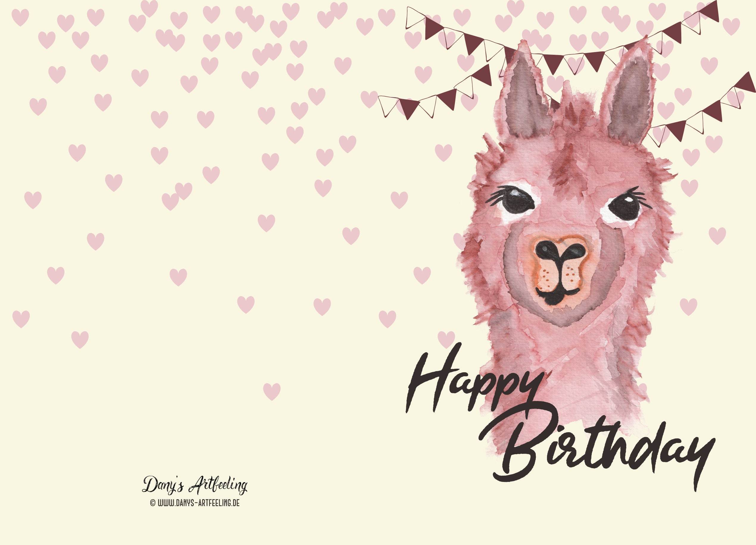 Alpaca Feliz cumpleaños Tarjeta de cumpleaños tarjeta plegable incluido