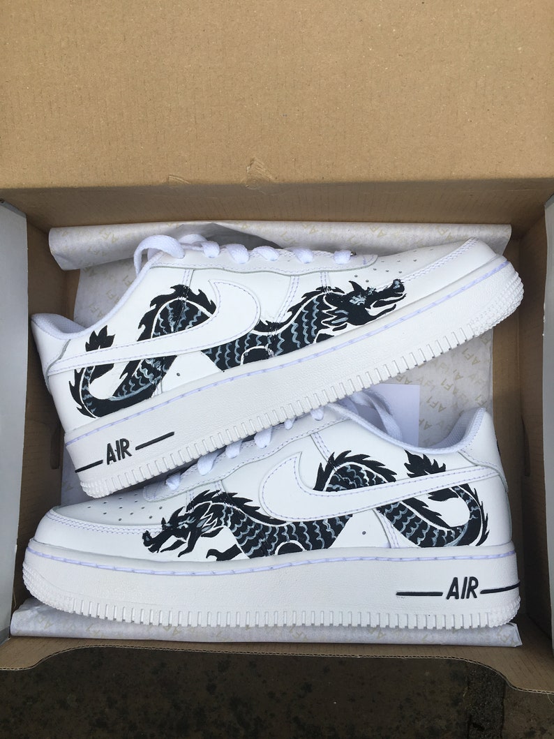 Black Dragon Nike Air Force 1s Custom Painted Personalised | Etsy