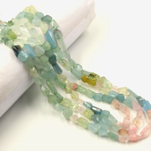 AAA Aquamarine Nugget Beads: Faceted Gemstone Jewelry Making, 19 Inch Necklace (581.00 Carats)