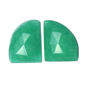 Treated Emerald Quartz Gemstone Hand Crafted 15.95 Cts Rose Cut Natural Stones - 13x17 MM Pair For Making Jewelry DIY Earrings