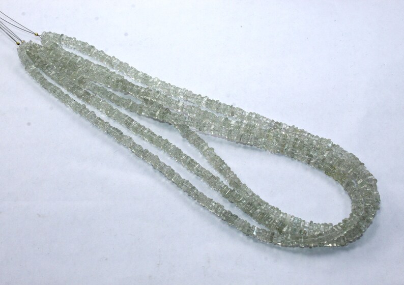 Natural Green Amethyst Flat Square Smooth Beads~~4mm-~~Natural Semiprecious Gemstone Flat Heishi Beads~~16 Inch