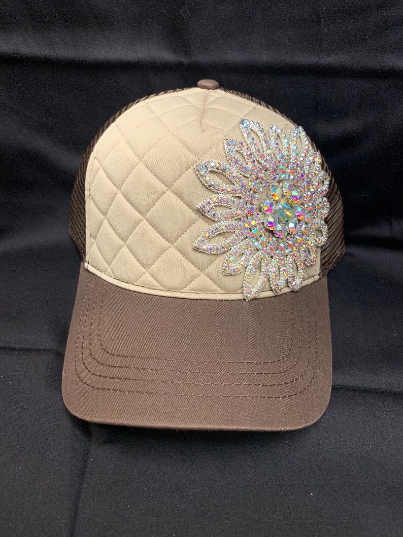 Brown & Tan Rhinestone Trucker Hat - Etsy